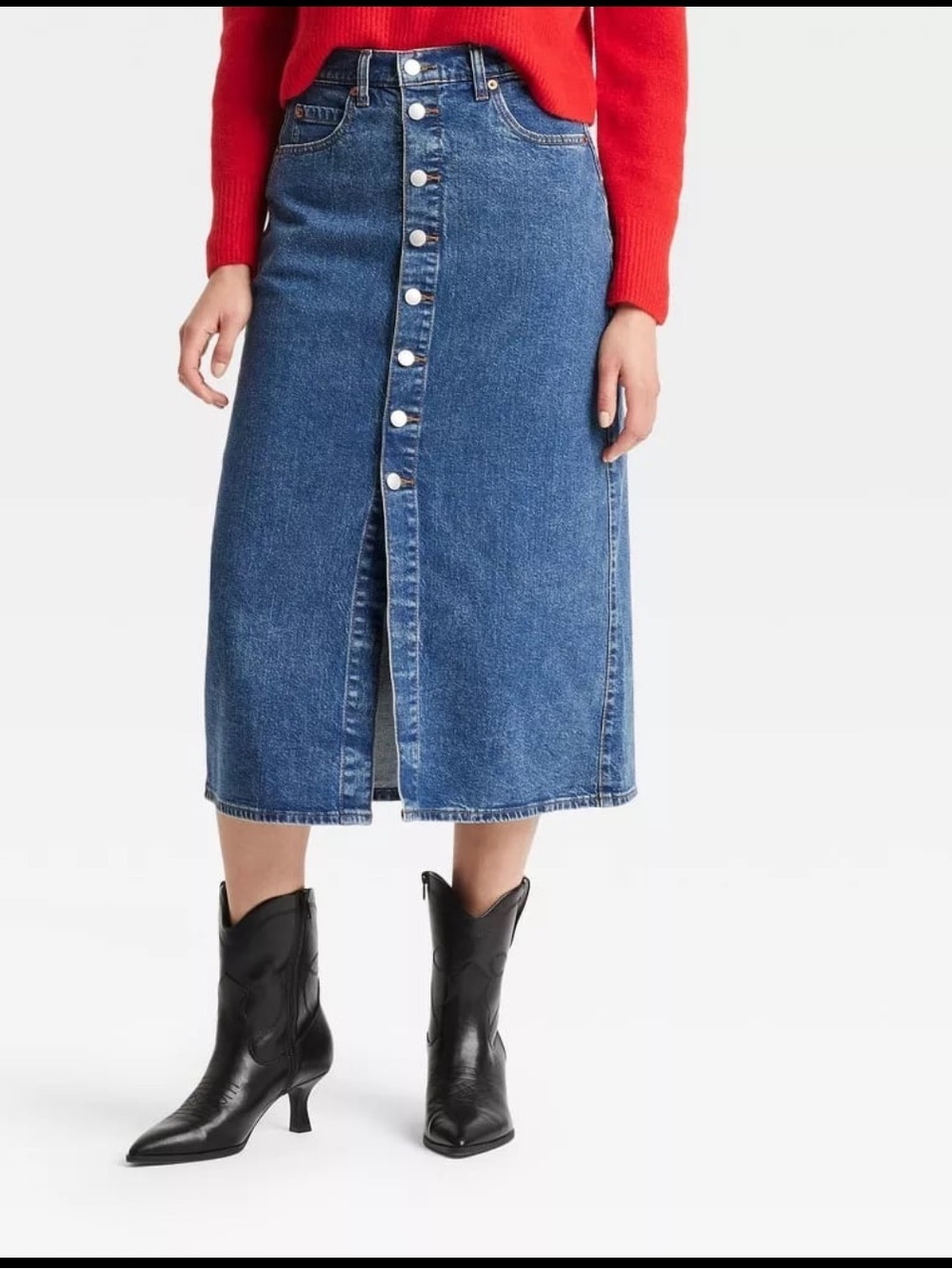 NWOT Universal Thread A Line Button Front Denim Skirt